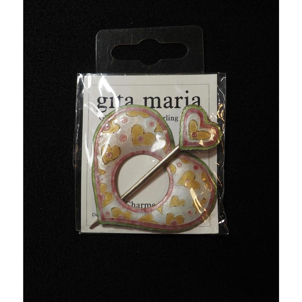 Gita Maria Charme Enamel Heart Shawl Scarf Pin